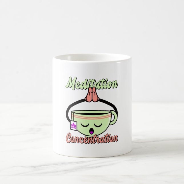 Meditation Concentration Cute Coffee Mug Kawaii (Center)