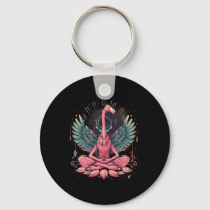 Meditation Flamingo Zen Buddha Yoga Spiritual Budd Key Ring