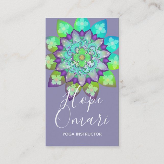 Meditation  Flower Mandala in Purple Business Card (Front)