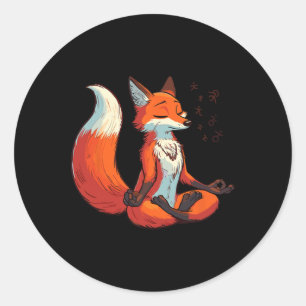 Meditation Fox Yoga Pose Relaxing Animal Classic Round Sticker