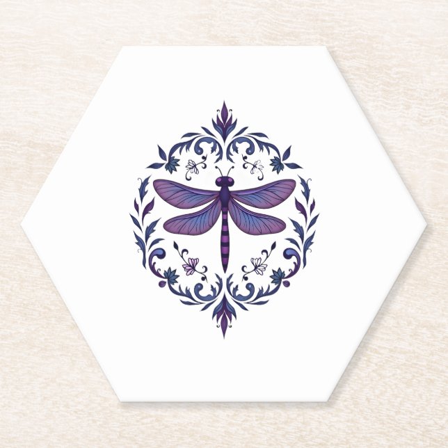 Meditation Fractal Geometry Spiritual Yoga Dragonf Paper Coaster (Front)