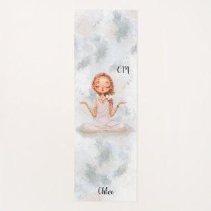 Meditation Girl Blonde Hair Personalised Yoga Mat