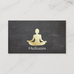 Meditation (gold) Chalkboard background Business Card