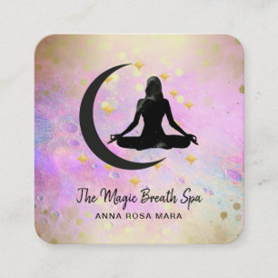 *~* Meditation Gold Woman Moon Yoga Mindfulness -  Square Business Card
