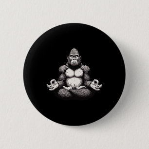 Meditation Gorilla Yoga Pose Relaxing Animal  6 Cm Round Badge
