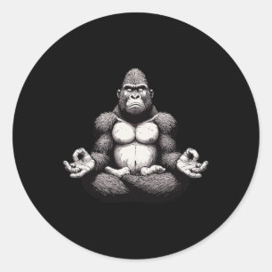 Meditation Gorilla Yoga Pose Relaxing Animal Classic Round Sticker
