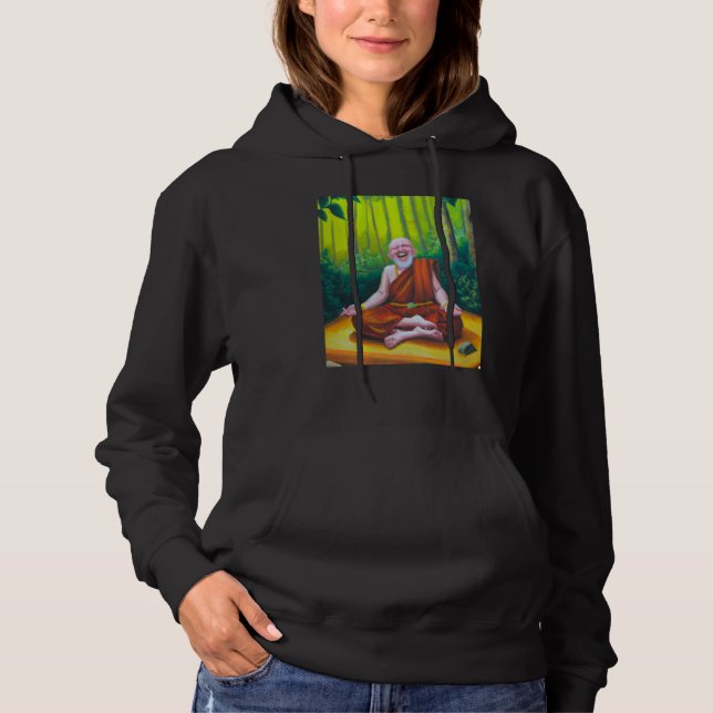 Meditation Guru Laughing Zen Buddha Meditation Hoodie (Front)