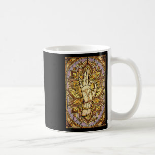 Meditation Hand Lotus Stained Gl Spiritual Zen Yog Coffee Mug