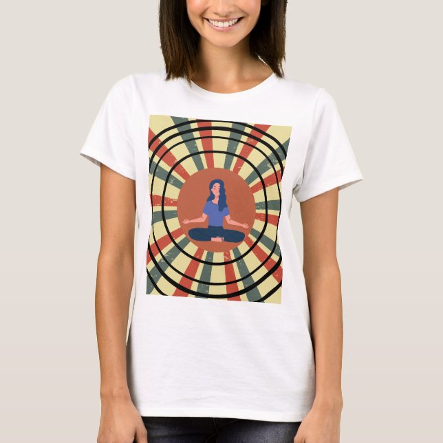 Meditation in Circles: Calm Energy in a Retro Dyna T-Shirt (Front)
