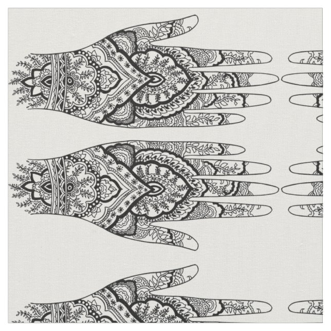 Meditation Inspired Mehndi Hand Fabric (Close Up)