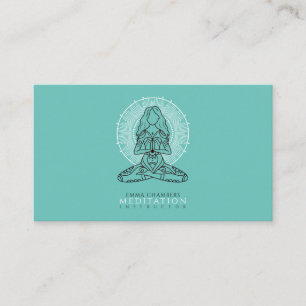 Meditation Instructor Lotus Pose Mandala Green Business Card