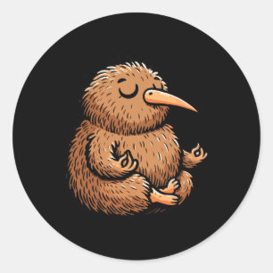Meditation Kiwi Bird Yoga Pose Relaxing Animal Classic Round Sticker