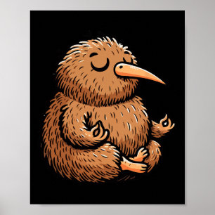 Meditation Kiwi Bird Yoga Pose Relaxing Animal Poster