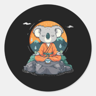 Meditation Koala Mountain Zen Buddha Buddhist Hind Classic Round Sticker