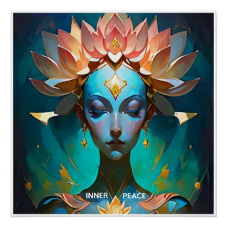 MEDITATION LOTES GODDESS SPIRITUAL ART POSTER