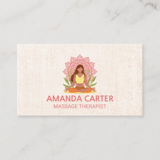 Meditation Mandala Icon | Texture Background Business Card (Front)