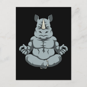 Meditation Men Rhinoceros Yoga Gift Namaste Rhino Postcard