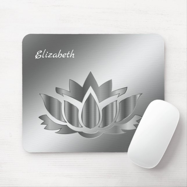 Meditation metallic silve with your name mouse pad (With Mouse)
