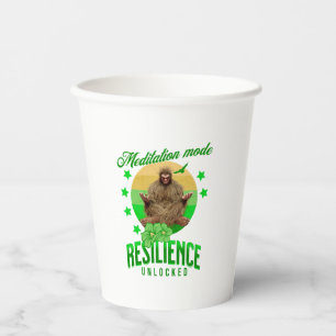 Meditation Mode: Resilience Unlocked Funny Bigfoot Paper Cups