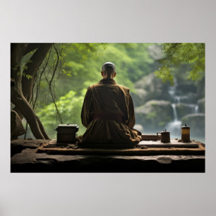 Meditation Monk Tranquil Peaceful Nature Poster