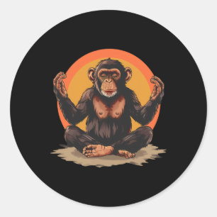 Meditation Monkey Spiritual Yoga Zen Buddha Hindu Classic Round Sticker