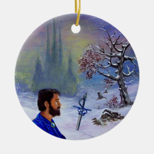 MEDITATION OF A KNIGHT CERAMIC TREE DECORATION (Front)