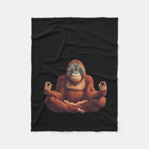 Meditation Orangutan Relaxing Mindfulness Fleece Blanket
