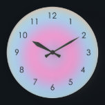 Meditation Pastel Gradient Ombre Colourful Aura   Large Clock<br><div class="desc">A soft melted colours like a watercolor dream of a linear gradient painted spring dreams, iridescent thoughts and wonderful pastel aesthetic vibes. Gradient colour rugs, bedroom, home decor design. Colourful retro gradient mindfulness You can customise this design with your monogram, name, logo or a saying. Click edit design and add...</div>