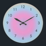 Meditation Pastel Gradient Ombre Colourful Aura   Large Clock<br><div class="desc">A soft melted colours like a watercolor dream of a linear gradient painted spring dreams, iridescent thoughts and wonderful pastel aesthetic vibes. Gradient colour rugs, bedroom, home decor design. Colourful retro gradient mindfulness You can customise this design with your monogram, name, logo or a saying. Click edit design and add...</div>