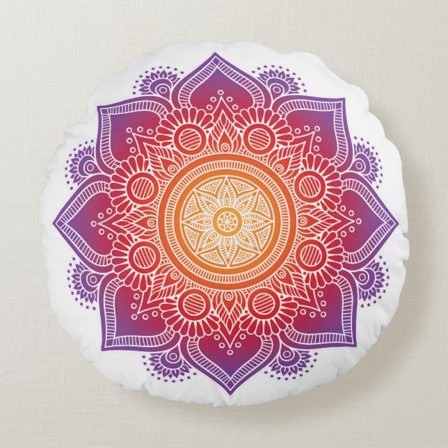 Meditation pillow warm colour mandala (Front)