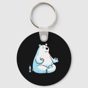 Meditation Polar Bear Yoga Pose Relaxing Animal _1 Key Ring