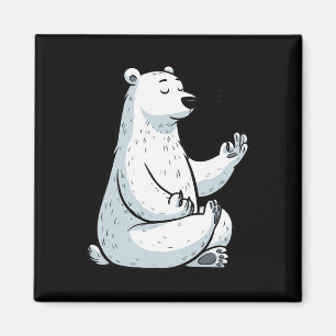 Meditation Polar Bear Yoga Pose Relaxing Animal Magnet