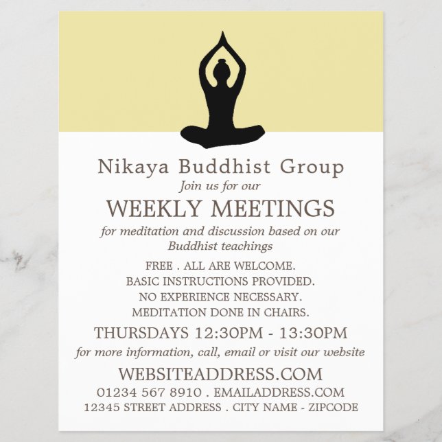 Meditation Pose, Buddhist Group Advertising Flyer (Front)