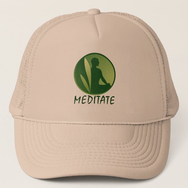 Meditation Pose Green Soft Gradient Trucker Hat (Front)