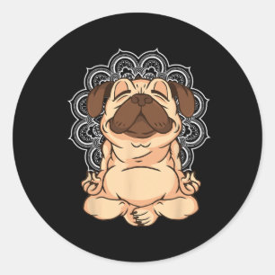 Meditation Pug Dogs Buddha Zen Yoga Teacher Pug Bu Classic Round Sticker