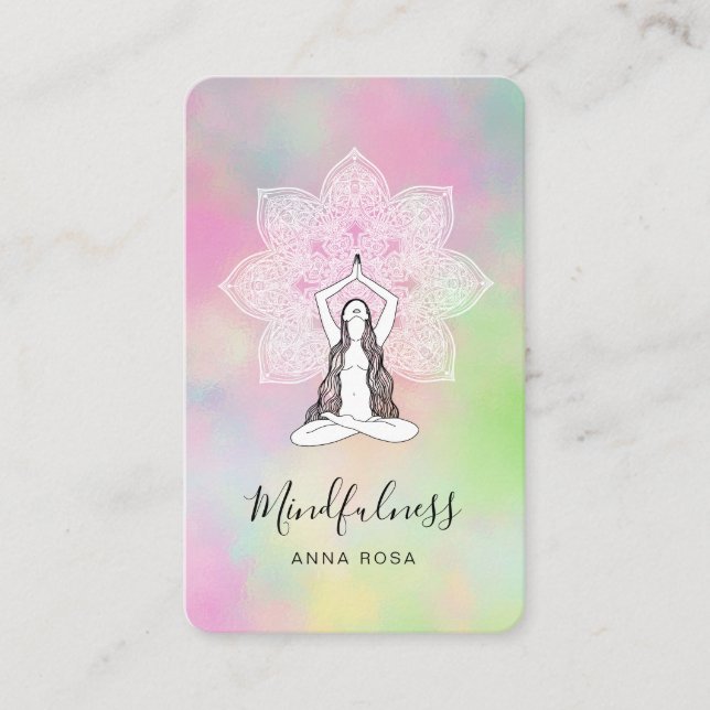*~* Meditation Reiki Logo Photo QR Mandala Goddess Business Card (Front)