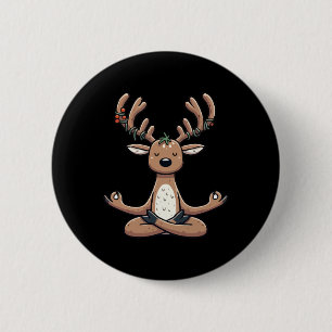 Meditation Reindeer Yoga Pose Relaxing Animal  6 Cm Round Badge