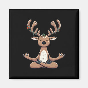 Meditation Reindeer Yoga Pose Relaxing Animal Magnet