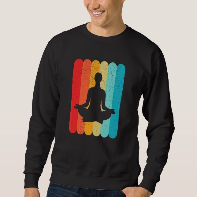 Meditation Silhouette Retro Vintage Lines 70s 80s  Sweatshirt (Front)