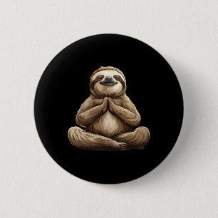 Meditation Sloth Buddhist Spiritual Yoga Zen Buddh 6 Cm Round Badge
