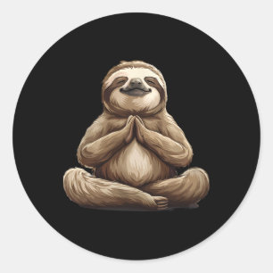 Meditation Sloth Buddhist Spiritual Yoga Zen Buddh Classic Round Sticker