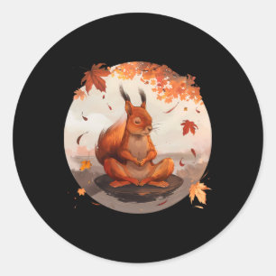 Meditation Squirrel Animal Art Spirituality Yoga B Classic Round Sticker