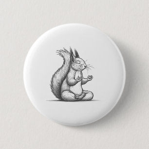 Meditation Squirrel Spirituality Yoga Buddhist Zen 6 Cm Round Badge