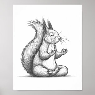 Meditation Squirrel Spirituality Yoga Buddhist Zen Poster