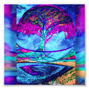Meditation Tree of Life in Purple Photo Print