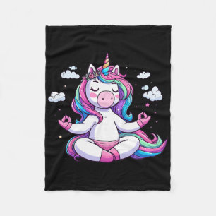 Meditation Unicorn Yoga Pose Relaxing Animal Fleece Blanket