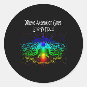 Meditation Where Attention Goes, Energy Flows Yoga Classic Round Sticker