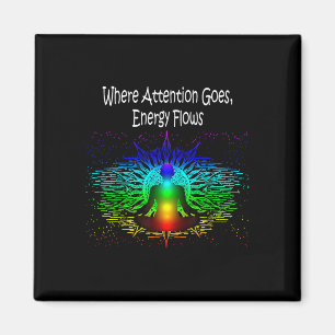 Meditation Where Attention Goes, Energy Flows Yoga Magnet