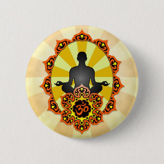 Meditation Yoga Aum, orange and yellow 6 Cm Round Badge