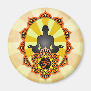 Meditation Yoga Aum, orange and yellow Magnet